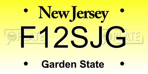 F12SJG New Jersey License Plate