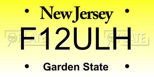 F12ULH New Jersey License Plate