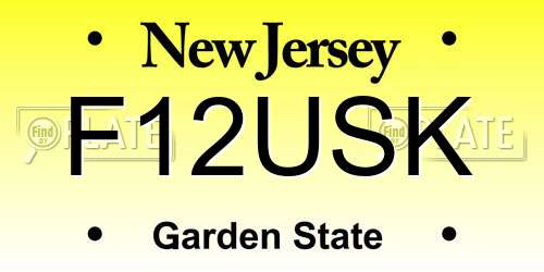F12USK New Jersey License Plate