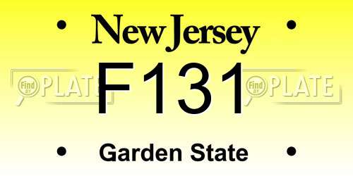F131 New Jersey License Plate
