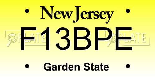 F13BPE New Jersey License Plate
