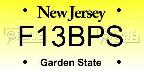 F13BPS New Jersey License Plate