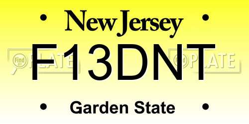 F13DNT New Jersey License Plate