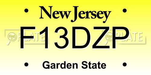 F13DZP New Jersey License Plate