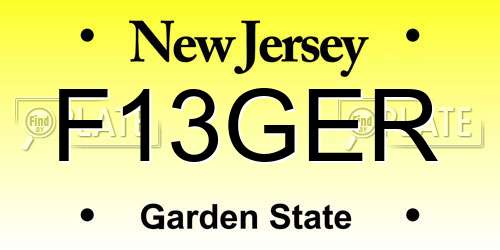 F13GER New Jersey License Plate