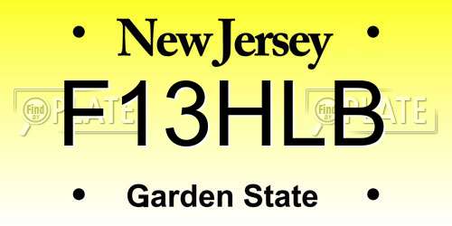 F13HLB New Jersey License Plate