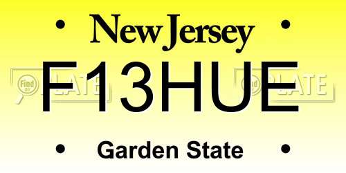 F13HUE New Jersey License Plate