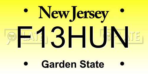 F13HUN New Jersey License Plate