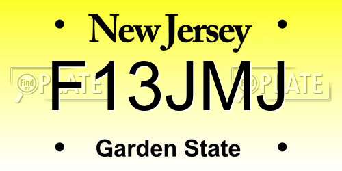 F13JMJ New Jersey License Plate