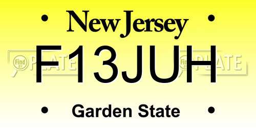 F13JUH New Jersey License Plate