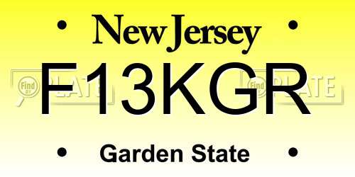 F13KGR New Jersey License Plate