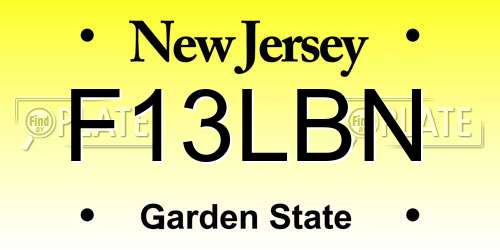 F13LBN New Jersey License Plate