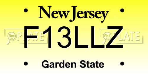 F13LLZ New Jersey License Plate