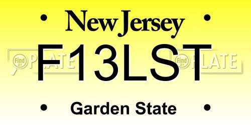 F13LST New Jersey License Plate