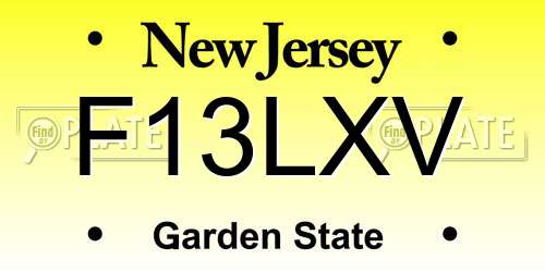 F13LXV New Jersey License Plate
