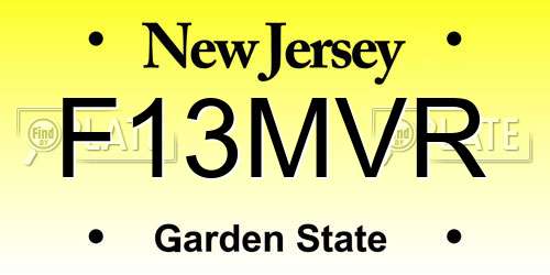 F13MVR New Jersey License Plate