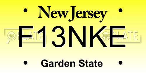 F13NKE New Jersey License Plate