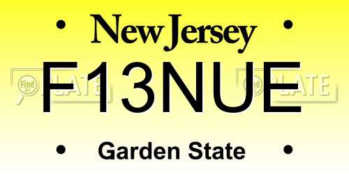 F13NUE New Jersey License Plate