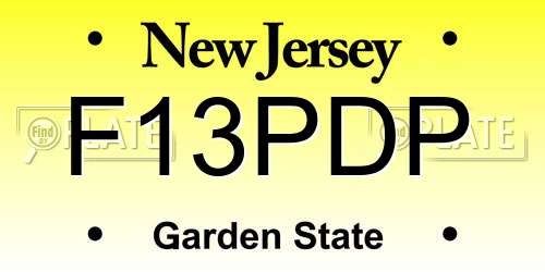 F13PDP New Jersey License Plate