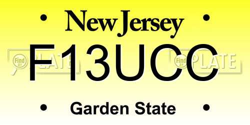 F13UCC New Jersey License Plate
