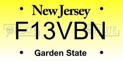 F13VBN New Jersey License Plate
