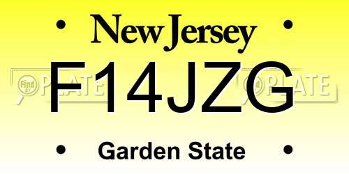 F14JZG New Jersey License Plate