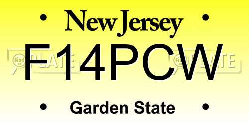 F14PCW New Jersey License Plate