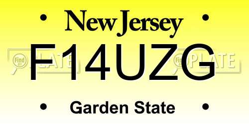 F14UZG New Jersey License Plate