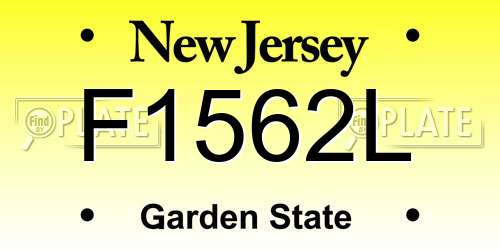 F1562L New Jersey License Plate