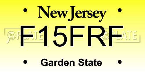 F15FRF New Jersey License Plate