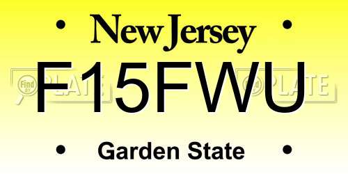 F15FWU New Jersey License Plate