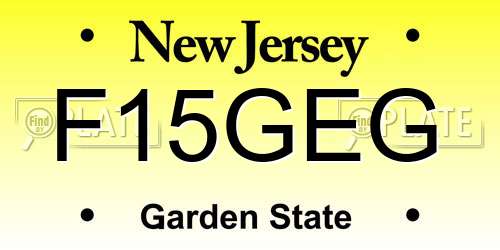 F15GEG New Jersey License Plate