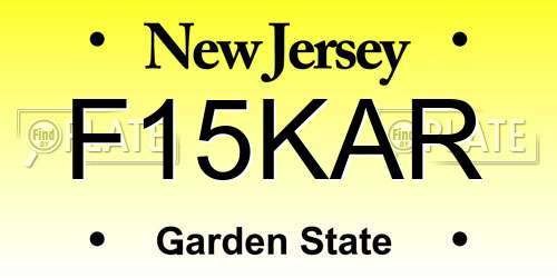 F15KAR New Jersey License Plate