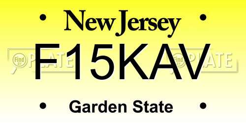 F15KAV New Jersey License Plate