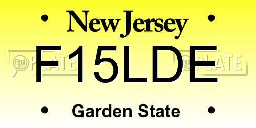 F15LDE New Jersey License Plate