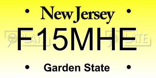 F15MHE New Jersey License Plate