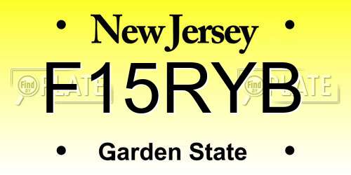 F15RYB New Jersey License Plate