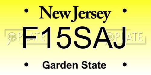 F15SAJ New Jersey License Plate