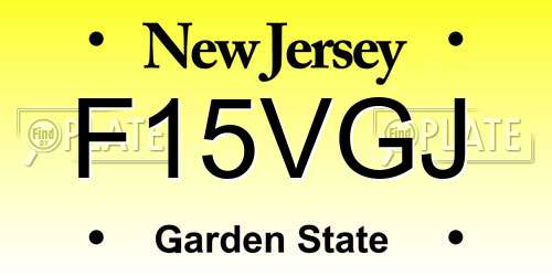 F15VGJ New Jersey License Plate