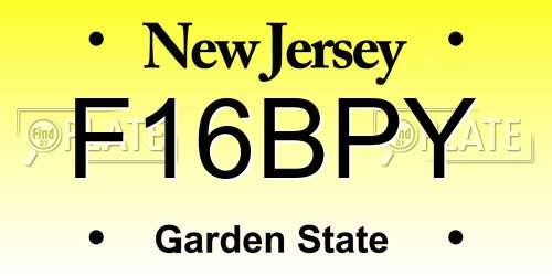F16BPY New Jersey License Plate