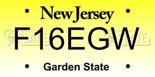 F16EGW New Jersey License Plate