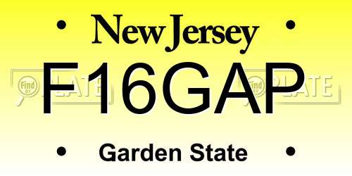 F16GAP New Jersey License Plate