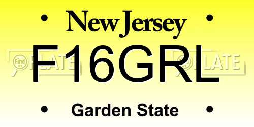 F16GRL New Jersey License Plate