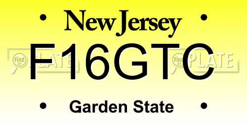 F16GTC New Jersey License Plate