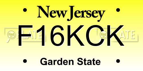 F16KCK New Jersey License Plate
