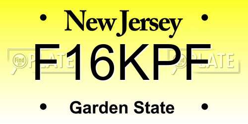 F16KPF New Jersey License Plate
