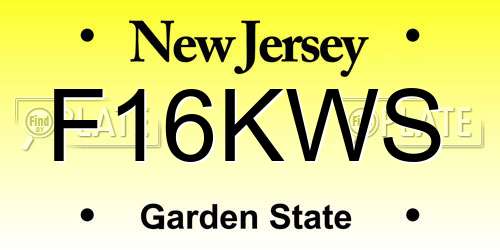 F16KWS New Jersey License Plate