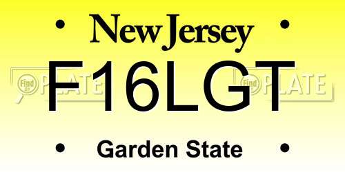 F16LGT New Jersey License Plate