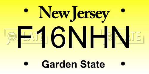 F16NHN New Jersey License Plate