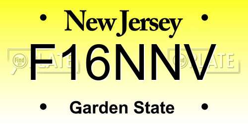 F16NNV New Jersey License Plate